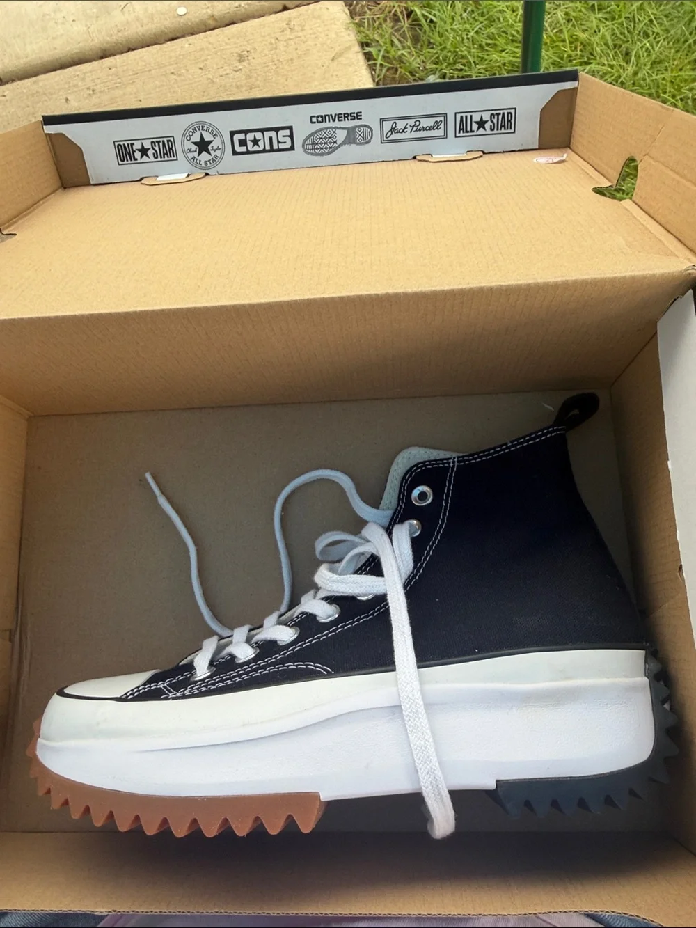 Converse Black & White Platform Run Star Hike Sneakers